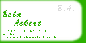 bela ackert business card