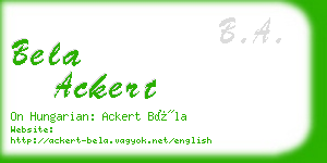 bela ackert business card